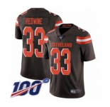 Men's Cleveland Browns #33 Sheldrick Redwine Brown Team Color Vapor Untouchable Limited Player 100th Season Football Jersey