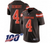 Men's Cleveland Browns #4 Austin Seibert Brown Team Color Vapor Untouchable Limited Player 100th Season Football Jersey