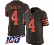 Men's Cleveland Browns #4 Austin Seibert Limited Brown Rush Vapor Untouchable 100th Season Football Jersey