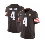 Men's Cleveland Browns #4 Deshaun Watson Brown 2023 F.U.S.E. With 1-Star C Patch And Jim Brown Memorial Patch Vapor Untouchable Limited Football Stitched J