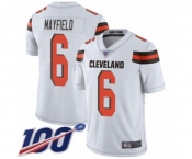 Men's Cleveland Browns #6 Baker Mayfield White 100th Season Vapor Untouchable Limited Player Football Jersey