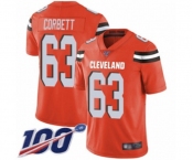 Men's Cleveland Browns #63 Austin Corbett Orange Alternate Vapor Untouchable Limited Player 100th Season Football Jersey