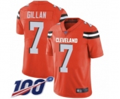 Men's Cleveland Browns #7 Jamie Gillan Orange Alternate Vapor Untouchable Limited Player 100th Season Football Jersey