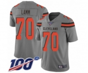 Men's Cleveland Browns #70 Kendall Lamm Limited Gray Inverted Legend 100th Season Football Jersey