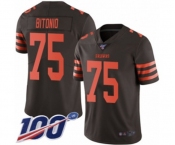 Men's Cleveland Browns #75 Joel Bitonio Limited Brown Rush Vapor Untouchable 100th Season Football Jersey
