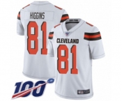 Men's Cleveland Browns #81 Rashard Higgins White Vapor Untouchable Limited Player 100th Season Football Jersey