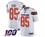 Men's Cleveland Browns #85 David Njoku White Vapor Untouchable Limited Player 100th Season Football Jersey