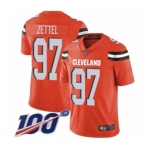 Men's Cleveland Browns #97 Anthony Zettel Orange Alternate Vapor Untouchable Limited Player 100th Season Football Jersey