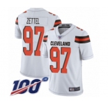 Men's Cleveland Browns #97 Anthony Zettel White Vapor Untouchable Limited Player 100th Season Football Jersey