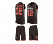 Men's Nike Cleveland Browns #12 Josh Gordon Limited Brown Tank Top Suit NFL Jersey