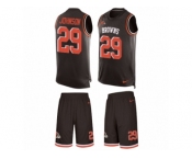 Men's Nike Cleveland Browns #29 Duke Johnson Limited Brown Tank Top Suit NFL Jersey