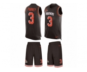 Men's Nike Cleveland Browns #3 Cody Parkey Limited Brown Tank Top Suit NFL Jersey