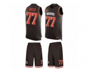 Men's Nike Cleveland Browns #77 John Greco Limited Brown Tank Top Suit NFL Jersey
