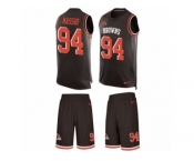 Men's Nike Cleveland Browns #94 Carl Nassib Limited Brown Tank Top Suit NFL Jersey