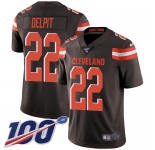 Nike Browns #22 Grant Delpit Brown Team Color Men's Stitched NFL 100th Season Vapor Untouchable Limited Jersey