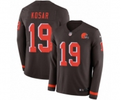 Nike Cleveland Browns #19 Bernie Kosar Limited Brown Therma Long Sleeve NFL Jersey