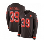 Nike Cleveland Browns #39 Terrance Mitchell Limited Brown Therma Long Sleeve NFL Jersey