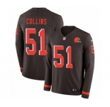Nike Cleveland Browns #51 Jamie Collins Limited Brown Therma Long Sleeve NFL Jersey