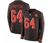 Nike Cleveland Browns #64 JC Tretter Limited Brown Therma Long Sleeve NFL Jersey