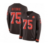 Nike Cleveland Browns #75 Joel Bitonio Limited Brown Therma Long Sleeve NFL Jersey