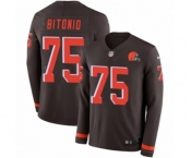 Nike Cleveland Browns #75 Joel Bitonio Limited Brown Therma Long Sleeve NFL Jersey