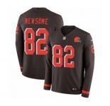 Nike Cleveland Browns #82 Ozzie Newsome Limited Brown Therma Long Sleeve NFL Jersey