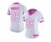Women Nike Cleveland Browns #26 Derrick Kindred Limited White Pink Rush Fashion NFL Jersey