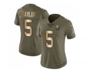 Women Nike Cleveland Browns #5 Tyrod Taylor Olive Gold Stitched NFL Limited 2017 Salute to Service Jersey