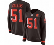 Women Nike Cleveland Browns #51 Jamie Collins Limited Brown Therma Long Sleeve NFL Jersey