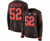 Women Nike Cleveland Browns #52 James Burgess Limited Brown Therma Long Sleeve NFL Jersey