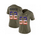 Women Nike Cleveland Browns #52 James Burgess Limited Olive USA Flag 2017 Salute to Service NFL Jersey