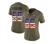 Women Nike Cleveland Browns #65 Larry Ogunjobi Limited Olive USA Flag 2017 Salute to Service NFL Jersey