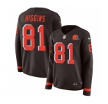 Women Nike Cleveland Browns #81 Rashard Higgins Limited Brown Therma Long Sleeve NFL Jersey