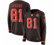Women Nike Cleveland Browns #81 Rashard Higgins Limited Brown Therma Long Sleeve NFL Jersey