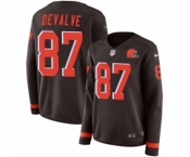 Women Nike Cleveland Browns #87 Seth DeValve Limited Brown Therma Long Sleeve NFL Jersey