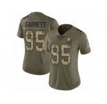 Women Nike Cleveland Browns #95 Myles Garrett Limited Olive Camo 2017 Salute to Service NFL Jersey
