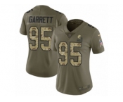 Women Nike Cleveland Browns #95 Myles Garrett Limited Olive Camo 2017 Salute to Service NFL Jersey
