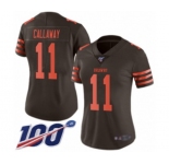 Women's Cleveland Browns #11 Antonio Callaway Limited Brown Rush Vapor Untouchable 100th Season Football Jersey