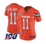 Women's Cleveland Browns #11 Antonio Callaway Orange Alternate Vapor Untouchable Limited Player 100th Season Football Jersey