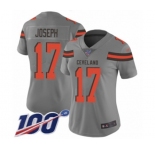 Women's Cleveland Browns #17 Greg Joseph Limited Gray Inverted Legend 100th Season Football Jersey