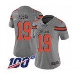Women's Cleveland Browns #19 Bernie Kosar Limited Gray Inverted Legend 100th Season Football Jersey