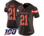 Women's Cleveland Browns #21 Denzel Ward Brown Team Color Vapor Untouchable Limited Player 100th Season Football Jersey