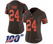 Women's Cleveland Browns #24 Nick Chubb Limited Brown Rush Vapor Untouchable 100th Season Football Jersey