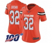 Women's Cleveland Browns #32 Jim Brown Orange Alternate Vapor Untouchable Limited Player 100th Season Football Jersey