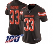 Women's Cleveland Browns #33 Sheldrick Redwine Brown Team Color Vapor Untouchable Limited Player 100th Season Football Jersey