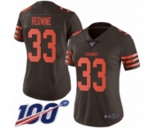 Women's Cleveland Browns #33 Sheldrick Redwine Limited Brown Rush Vapor Untouchable 100th Season Football Jersey