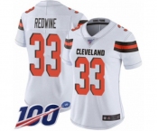 Women's Cleveland Browns #33 Sheldrick Redwine White Vapor Untouchable Limited Player 100th Season Football Jersey