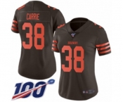 Women's Cleveland Browns #38 T. J. Carrie Limited Brown Rush Vapor Untouchable 100th Season Football Jersey