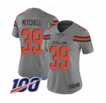 Women's Cleveland Browns #39 Terrance Mitchell Limited Gray Inverted Legend 100th Season Football Jersey