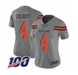 Women's Cleveland Browns #4 Britton Colquitt Limited Gray Inverted Legend 100th Season Football Jersey